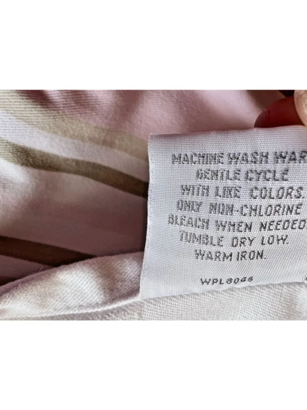 CHARTER CLUB Shower Curtain Striped Pink Taupe White Cotton Poly 71